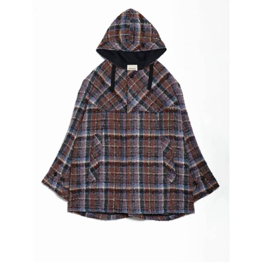 NEW NICHOLAS DALEY men's railroad parka jacket in purple mohair